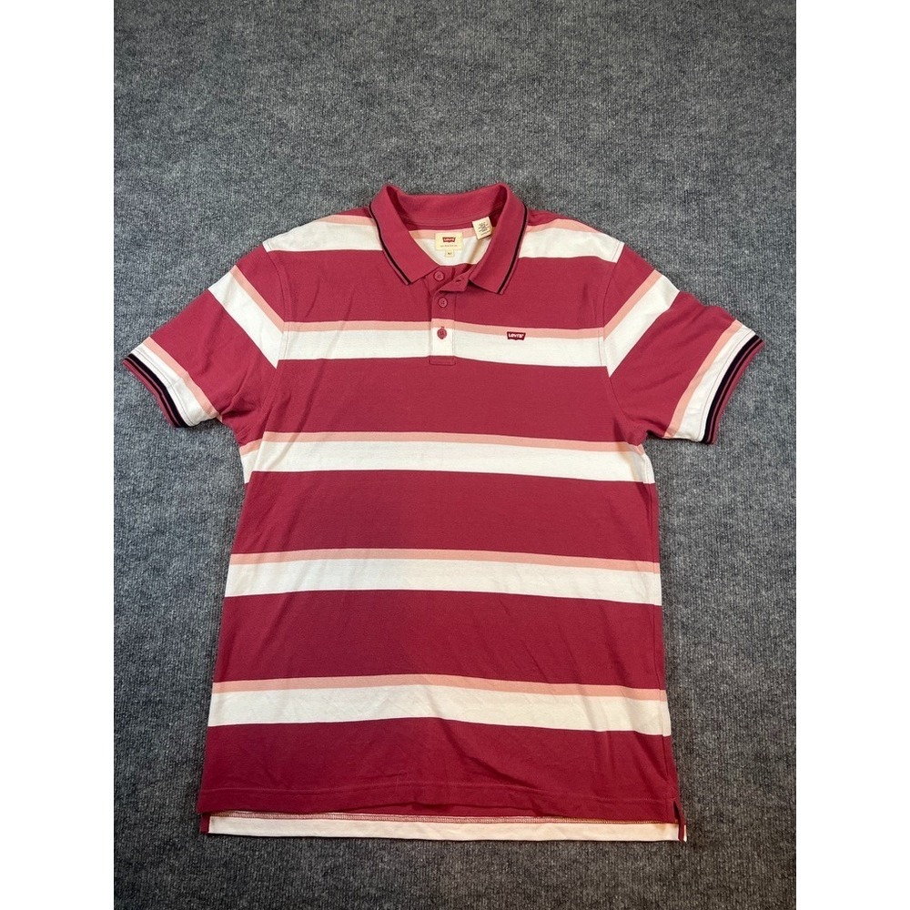 Levis Red with White Stripes Polo Vintage Style T Shirt Cool White Sz XLT
